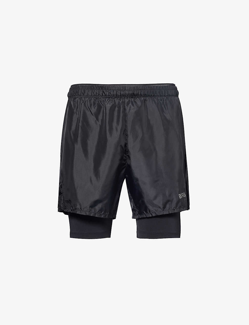 Bjorn Borg Mens Black Beauty Layered Brand-print Regular-fit Recycled Polyester Shorts