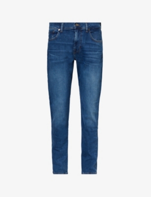 7 For All Mankind Slimmy Luxe Performance Plus Slim-fit Stretch-denim Jeans In Mid Blue