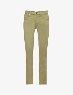 7 For All Mankind Mens Green Slimmy Tapered Slim-fit Stretch Cotton-blend Trousers
