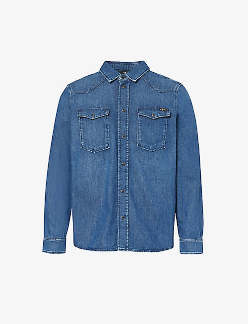 7 FOR ALL MANKIND: Western brand-embroidered denim shirt