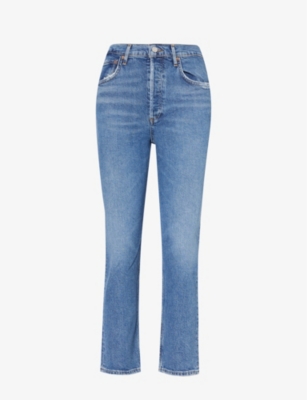 AGOLDE: Riley high-rise straight-leg stretch-organic-denim jeans
