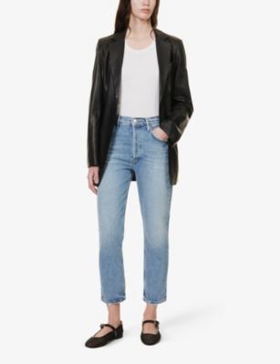 AGOLDE: Riley high-rise cropped stretch-recycled-denim blend jeans