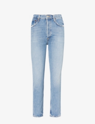 AGOLDE: Riley high-rise cropped stretch-recycled-denim blend jeans