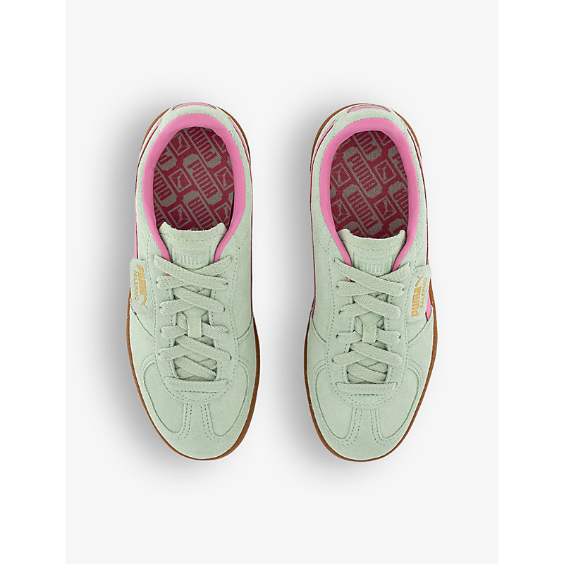 Shop Puma Womens Fresh Mint Fast Pink Palermo Logo-tab Suede Low-top Trainers