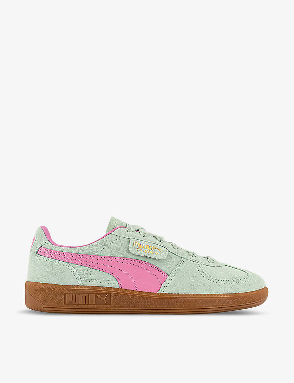 Shop Puma Womens Fresh Mint Fast Pink Palermo Logo-tab Suede Low-top Trainers