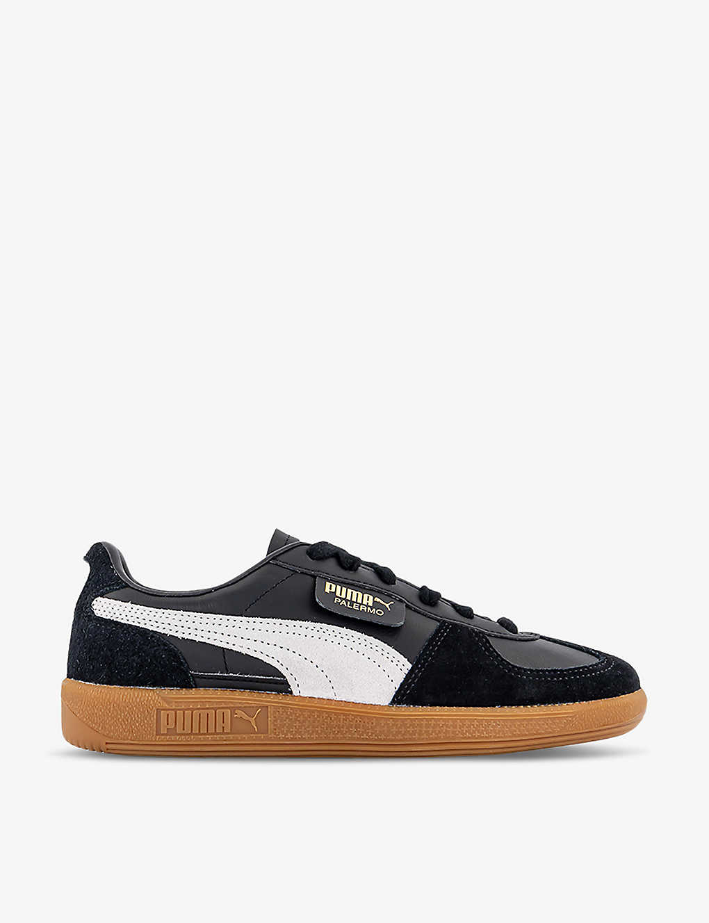 Shop Puma Palermo Logo-tab Suede Low-top Trainers In Light Gray Sugared Almon