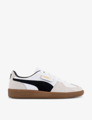 Shop Puma Women's  White Vapor Gray Palermo Logo-tab Suede Low-top Trainers