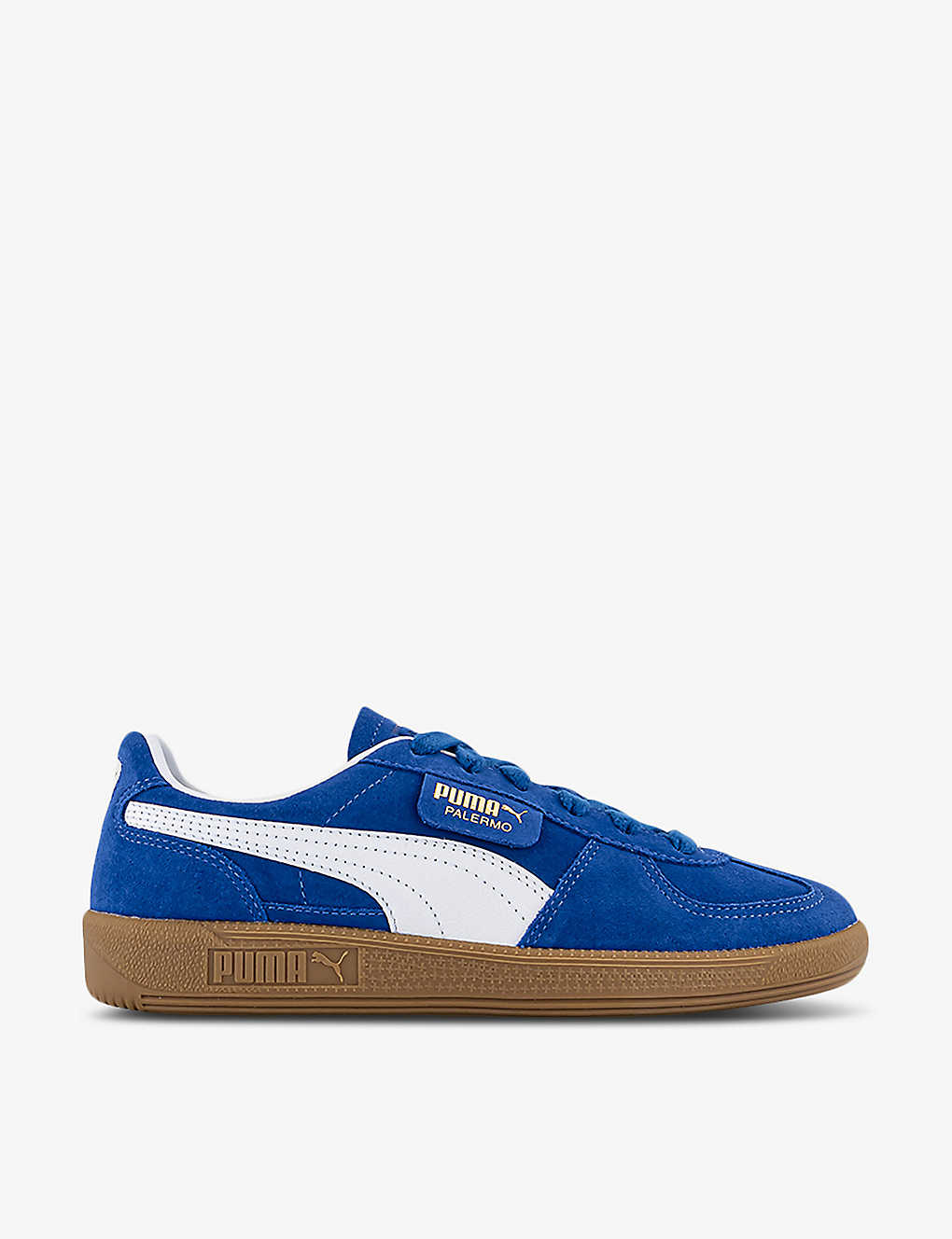 Shop Puma Palermo Logo-tab Suede Low-top Trainers In Blue