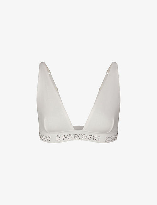 SKIMS: SKIMS x Swarovski plunge-neck stretch-cotton bra