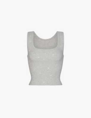 Skims Cotton Rib Tank In Soot