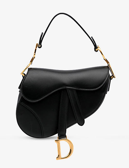 RESELFRIDGES: Pre-loved Dior Mini Saddle leather shoulder bag