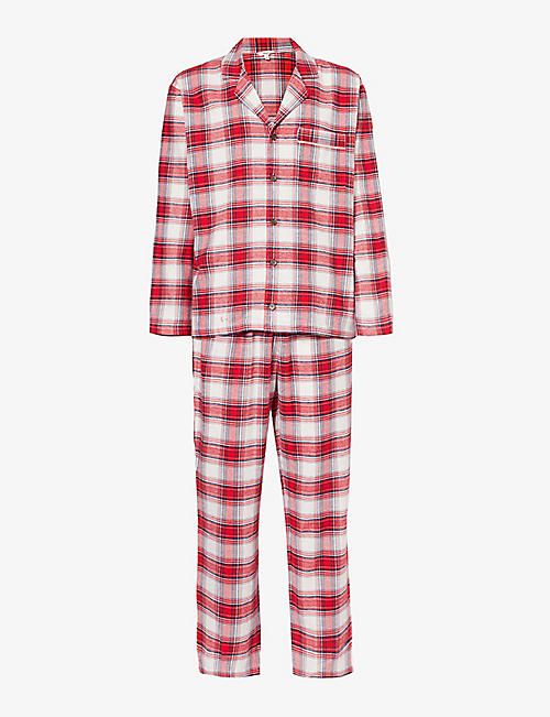 EBERJEY: Checked-pattern relaxed-fit cotton pyjama set