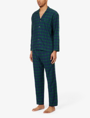 Shop Eberjey Men's Windowpane Plaid Checked-pattern Relaxed-fit Cotton Pyjama Set