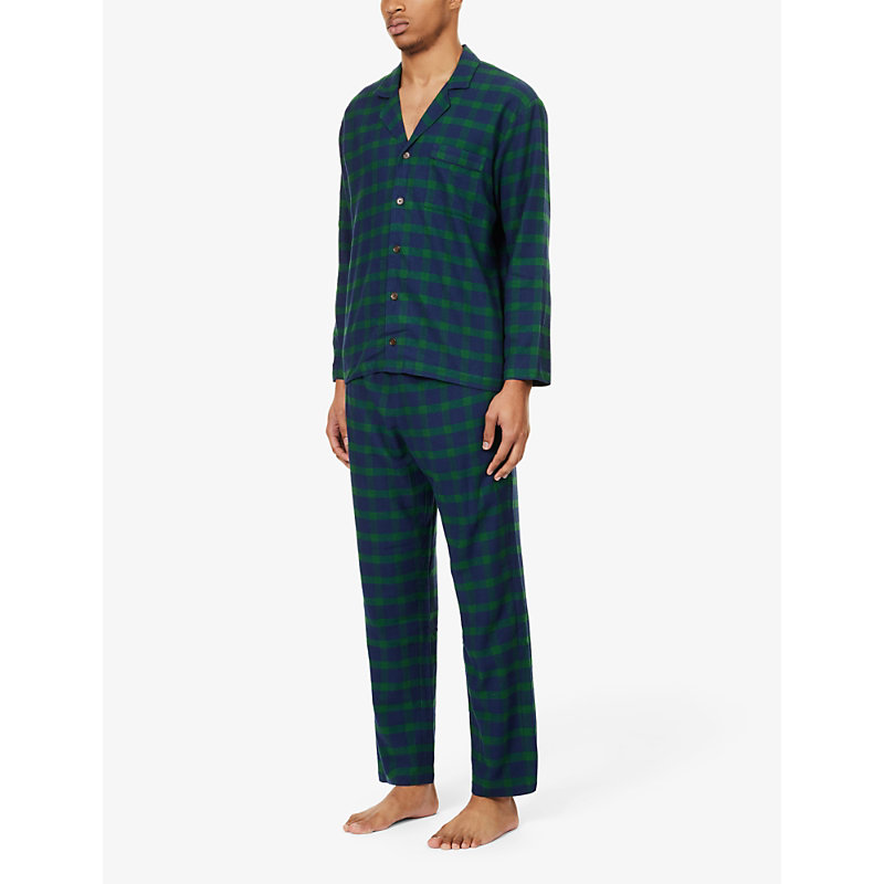 Shop Eberjey Checked-pattern Relaxed-fit Cotton Pyjama In Windowpane Plaid