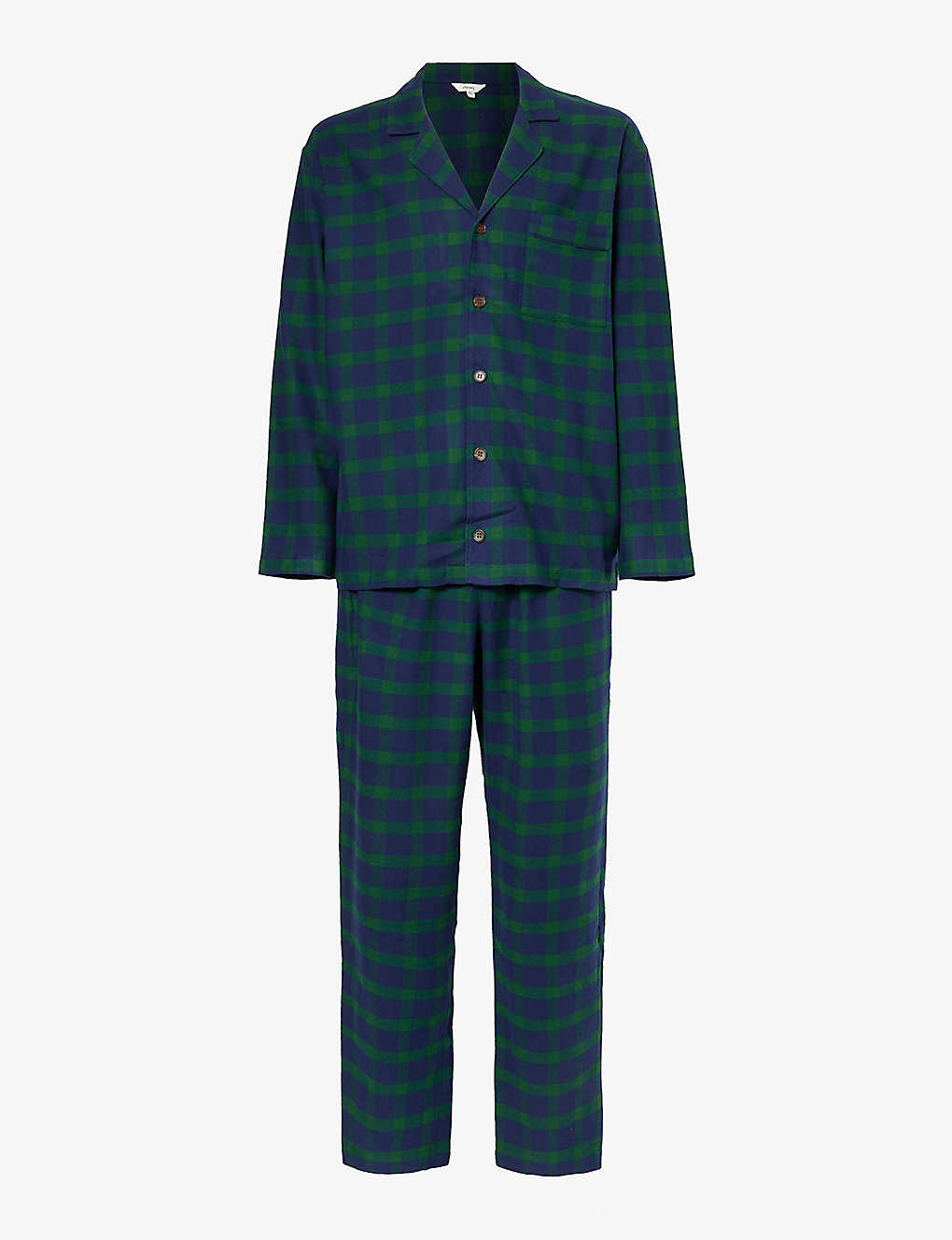 Eberjey Mens Windowpane Plaid Checked-pattern Relaxed-fit Cotton Pyjama Set