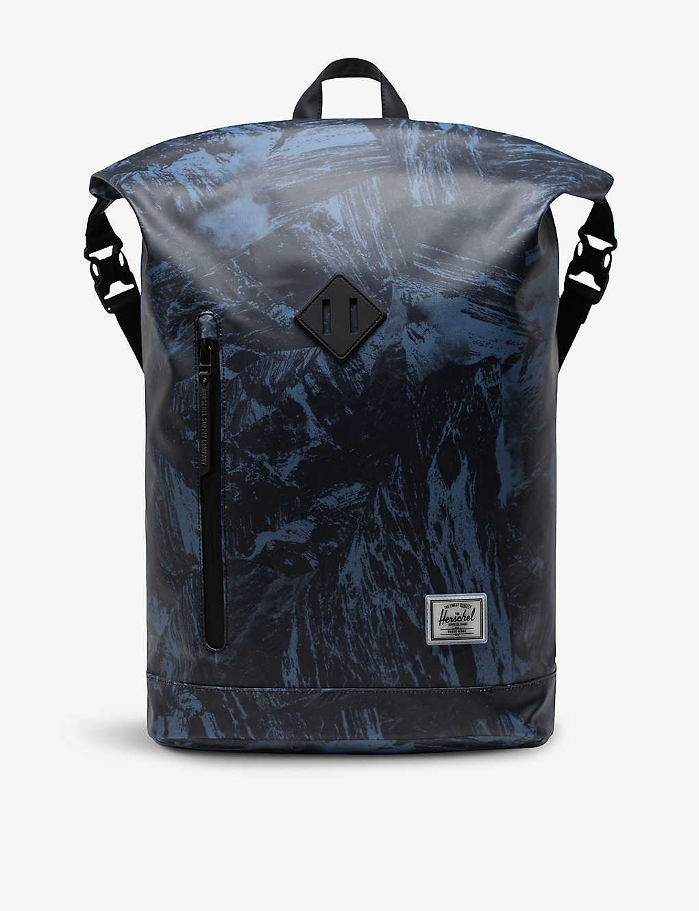 Herschel Supply Co Womens Steel Blue Shale Rock Roll Top Abstract-print Recycled-polyester Backpack