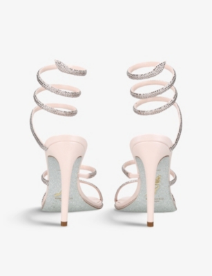 RENE CAOVILLA: Cleo crystal-embellished leather heeled sandals
