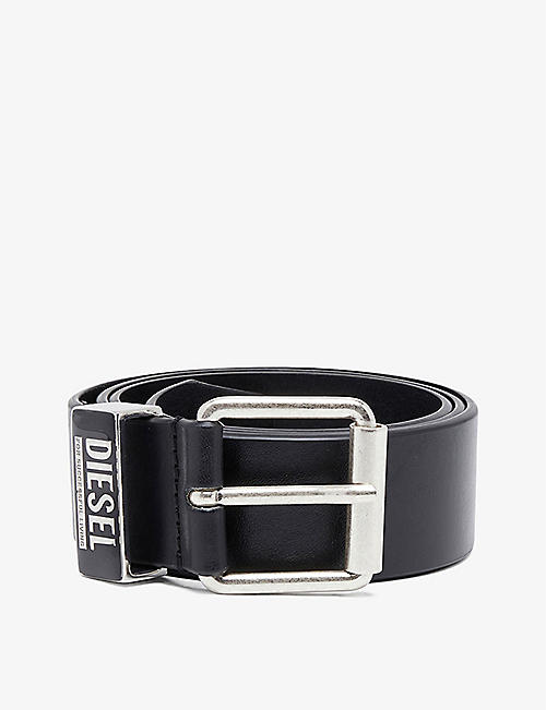 DIESEL: Logo-embellished leather belt