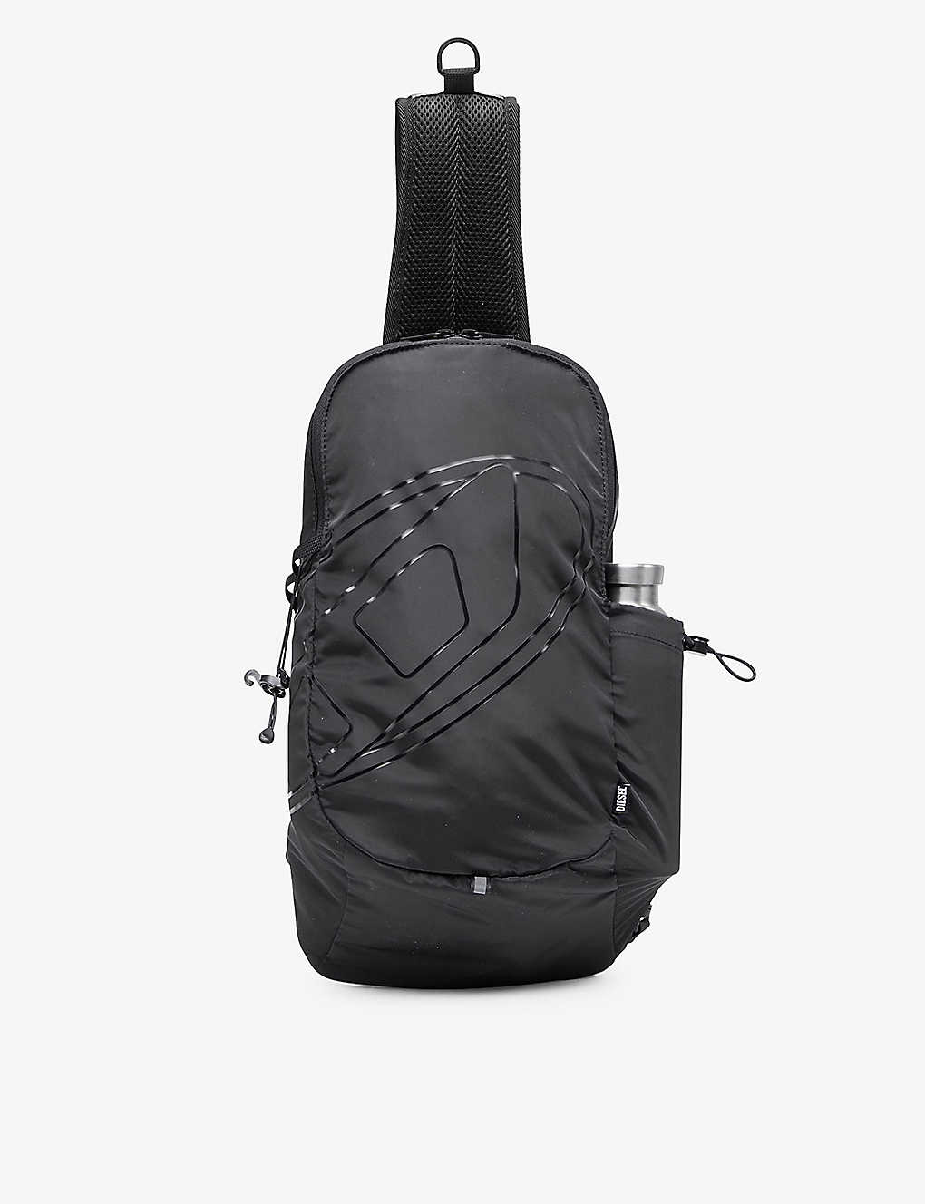 Shop Diesel Drape Sling Logo-print Woven Backpack In T8013