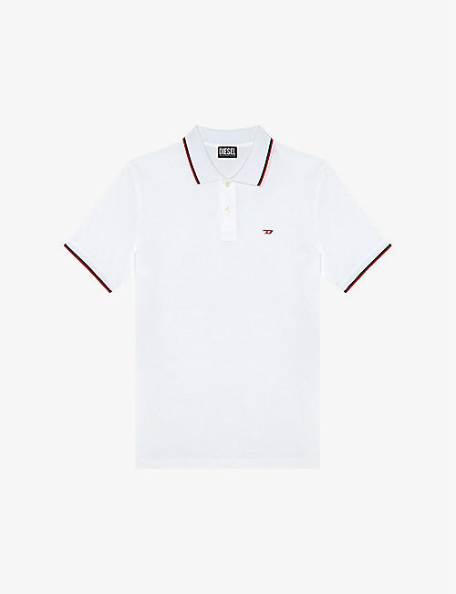 DIESEL: T-smith logo-patch cotton polo shirt