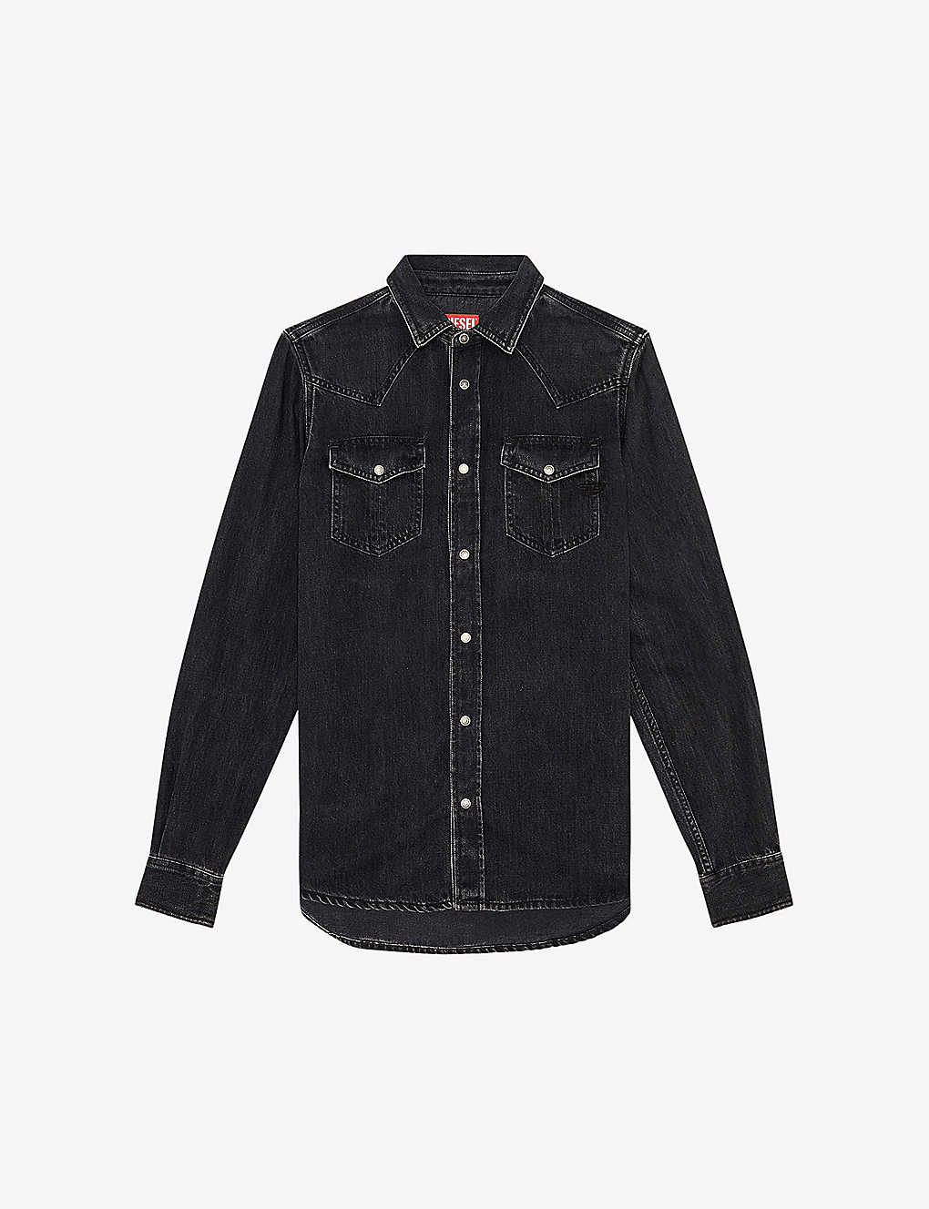 Shop Diesel Men's 2 Vega Patch-pocket Regular-fit Denim Overshirt In Black