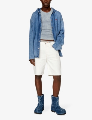 DIESEL: Branded-patch straight-leg denim shorts
