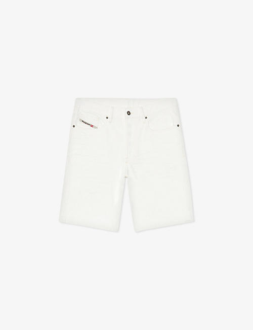 DIESEL: Branded-patch straight-leg denim shorts