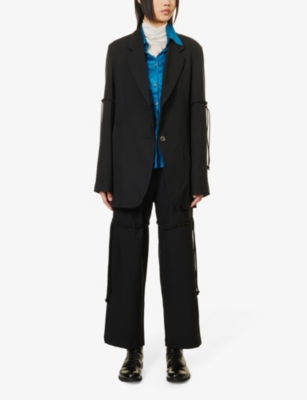 Shop Song For The Mute Women's Black Sleeve-tie Single-breasted Woven Blazer