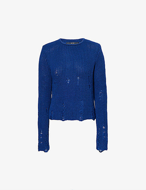 SONG FOR THE MUTE: Distressed wool-blend knitted top