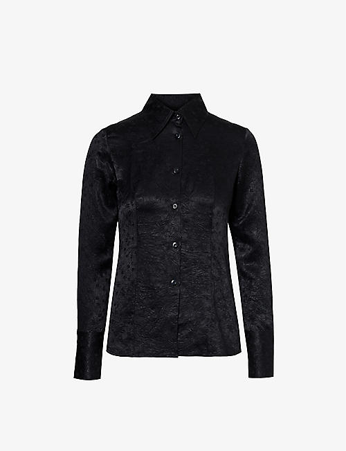 SONG FOR THE MUTE: Floral-jacquard slim-fit woven shirt