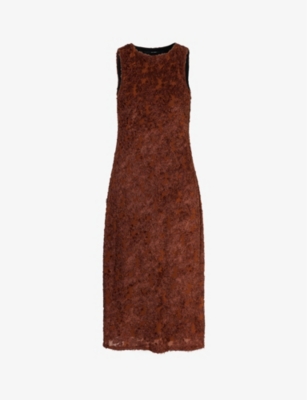 SONG FOR THE MUTE: Fluffy-textured sleeveless woven midi dress