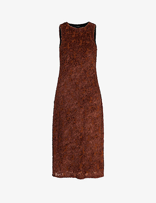 SONG FOR THE MUTE: Fluffy-textured sleeveless woven midi dress