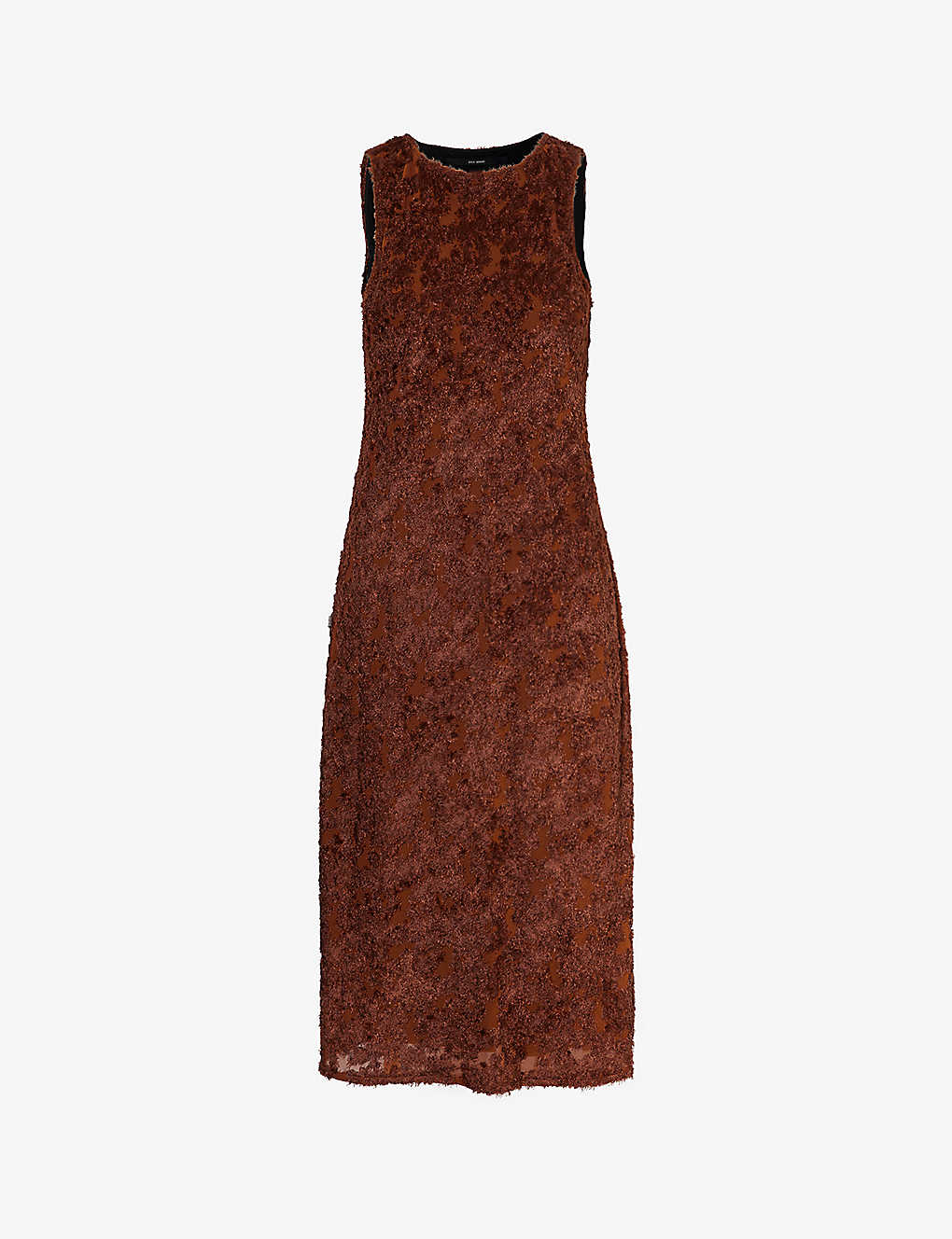 Song For The Mute Womens Brown Fluffy-textured Sleeveless Woven Midi Dress