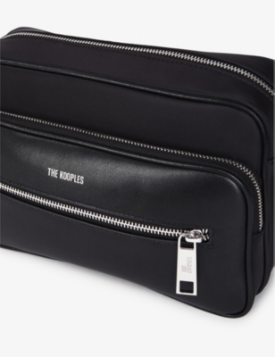 Shop The Kooples Men's Black Logo-embossed Zip-up Leather Messenger Bag