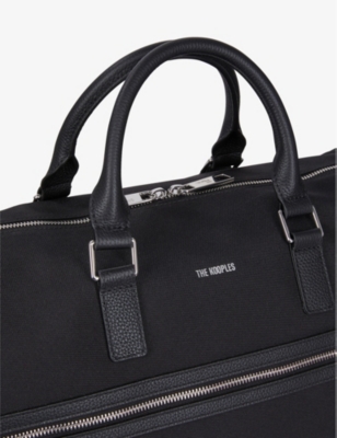 Shop The Kooples Grained Leather-trim Canvas Weekend Holdall In Black