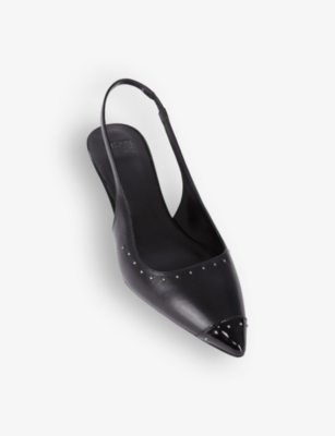 THE KOOPLES: Stud-embellished pointed-toe leather heeled slingback courts