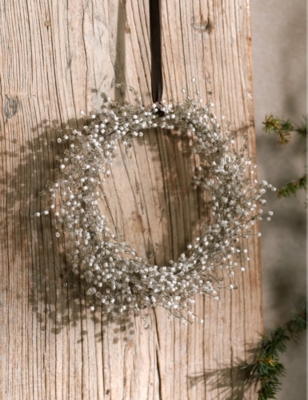 THE WHITE COMPANY: Beaded circular glass and metal wreath 20cm