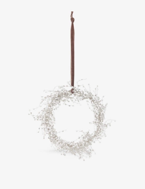 Beaded circular glass and metal wreath 20cm