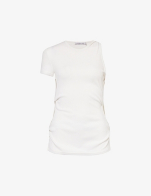 Christopher Esber Womens White One-shoulder Cut-out Stretch-woven Top In White