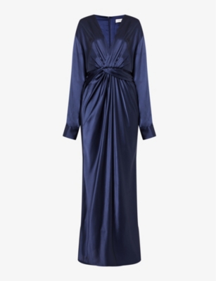 Christopher Esber Triquetra Twist Silk Maxi Dress In Ink