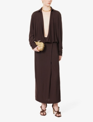 Shop Christopher Esber Women's Cacao Regular-fit Belted Maxi Dress