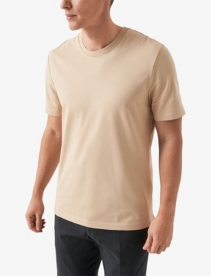Eton Mens Beige Crewneck Organic Cotton-jersey T-shirt In Beige