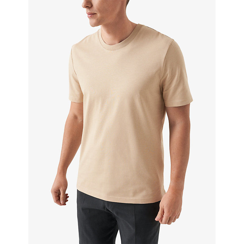 Shop Eton Men's Beige Crewneck Organic Cotton-jersey T-shirt