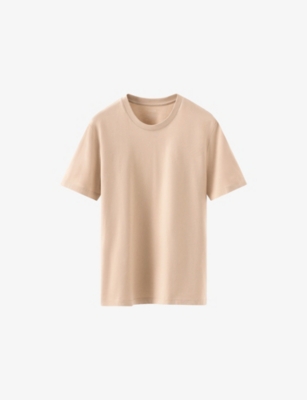 Eton Mens Beige Crewneck Organic Cotton-jersey T-shirt In Beige