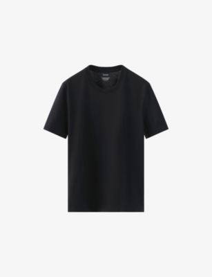 Eton Mens Black Crewneck Organic Cotton-jersey T-shirt