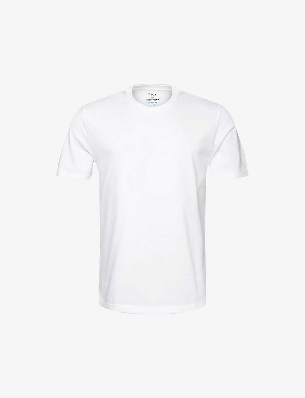 Eton Mens White Crewneck Organic Cotton-jersey T-shirt
