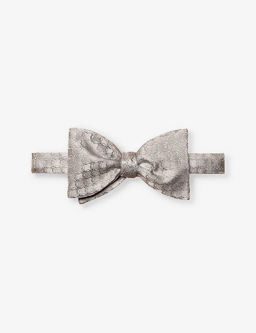 Eton Mens Light Grey Geometric-pattern Silk Bow Tie