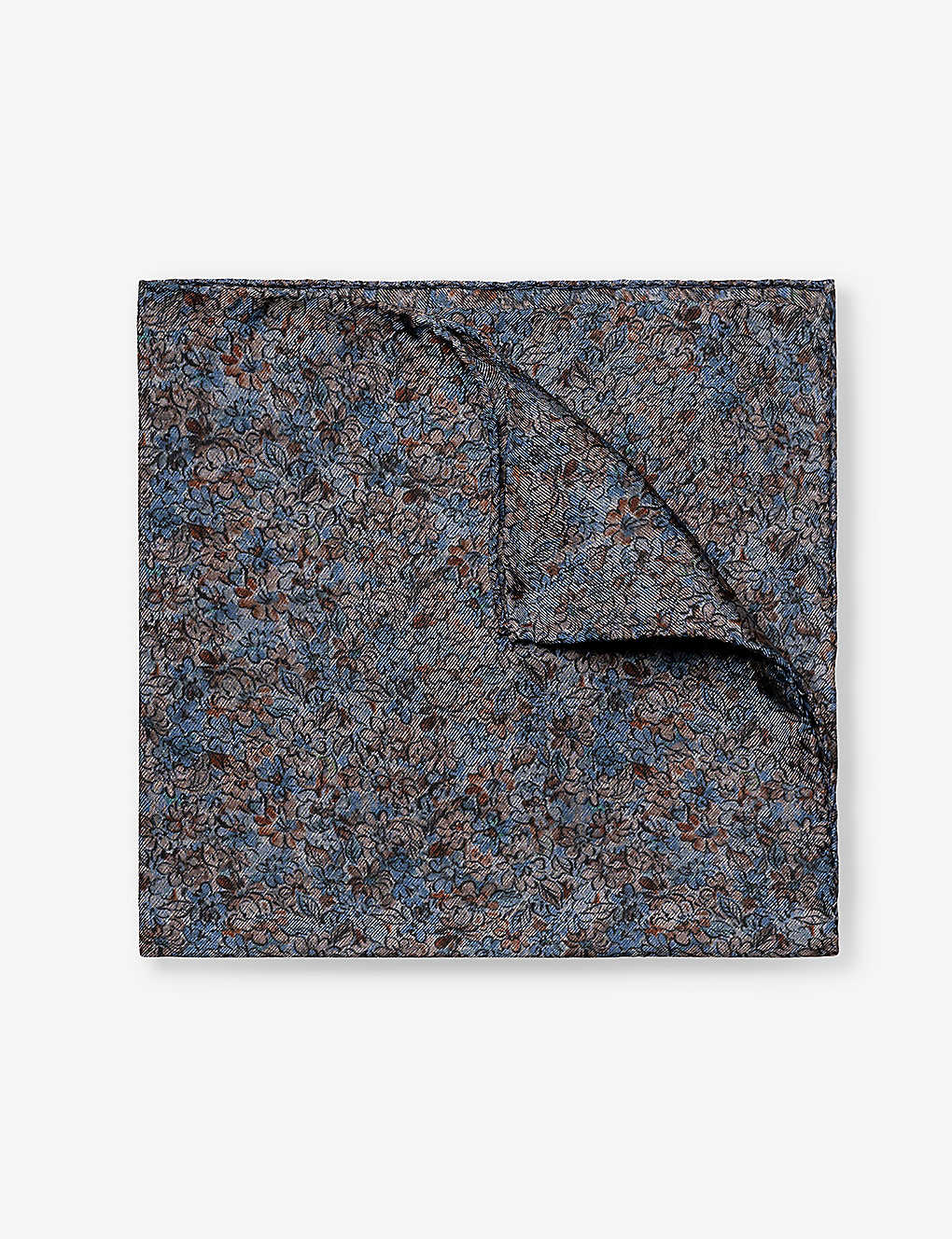 Eton Mens Brown Floral-pattern Silk Pocket Square
