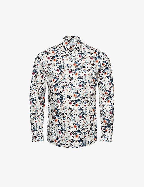 ETON: Signature floral-print regular-fit cotton-twill shirt