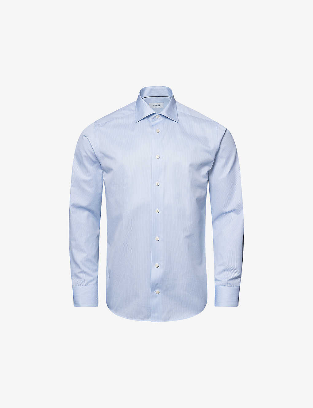 Eton Mens Light Blue Business Striped Slim-fit Cotton-twill Dress Shirt